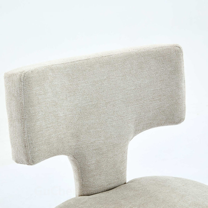Ensemble de 2 tabourets de bar à hauteur de comptoir, chaise d'appoint rembourrée en tissu de lin de ferme avec dossier incurvé et clous en cuivre, structure en bois franc