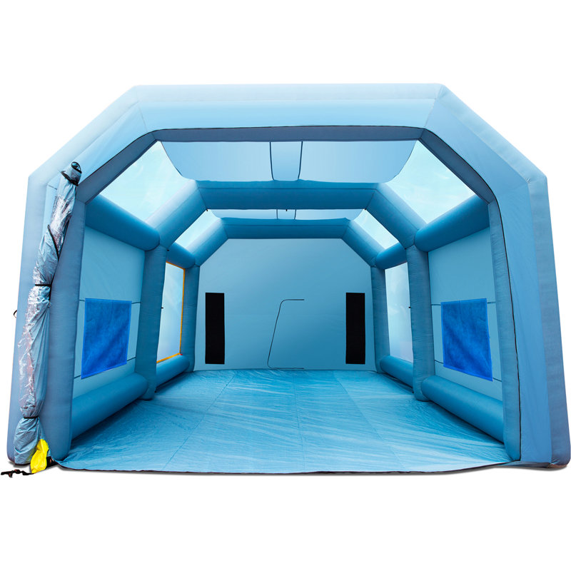 Cabine de pulvérisation gonflable de 33 x 20 x 13 pi, haute efficacité de filtration, convient aux activités d'exposition Cabine de peinture avec deux souffleurs et matériau, espace de travail propre à colorier