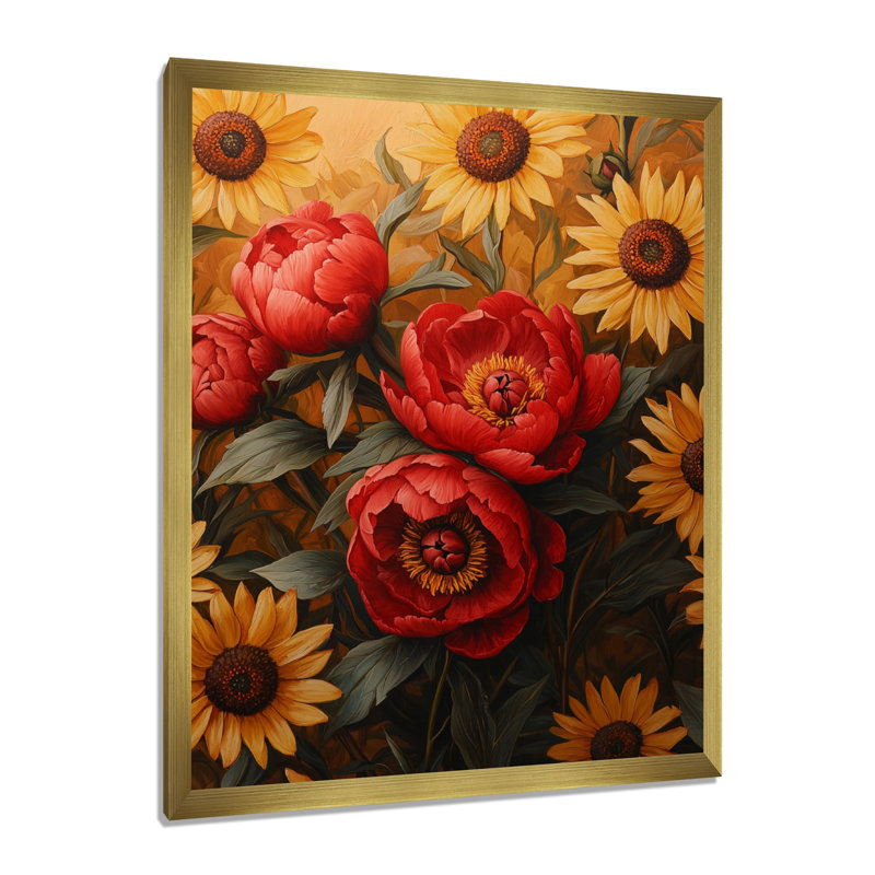 Bollitree - Art mural floral, H 32 po x l 24 po, Reproduction encadrée d'une seule photo, Doré