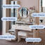   Miroir pleine grandeur avec miroir rond et meuble-lavabo 3 lumières DEL réglables à commande tactile avec grand plateau de table et espace de rangement multi-niveaux à grande capacité-809095027