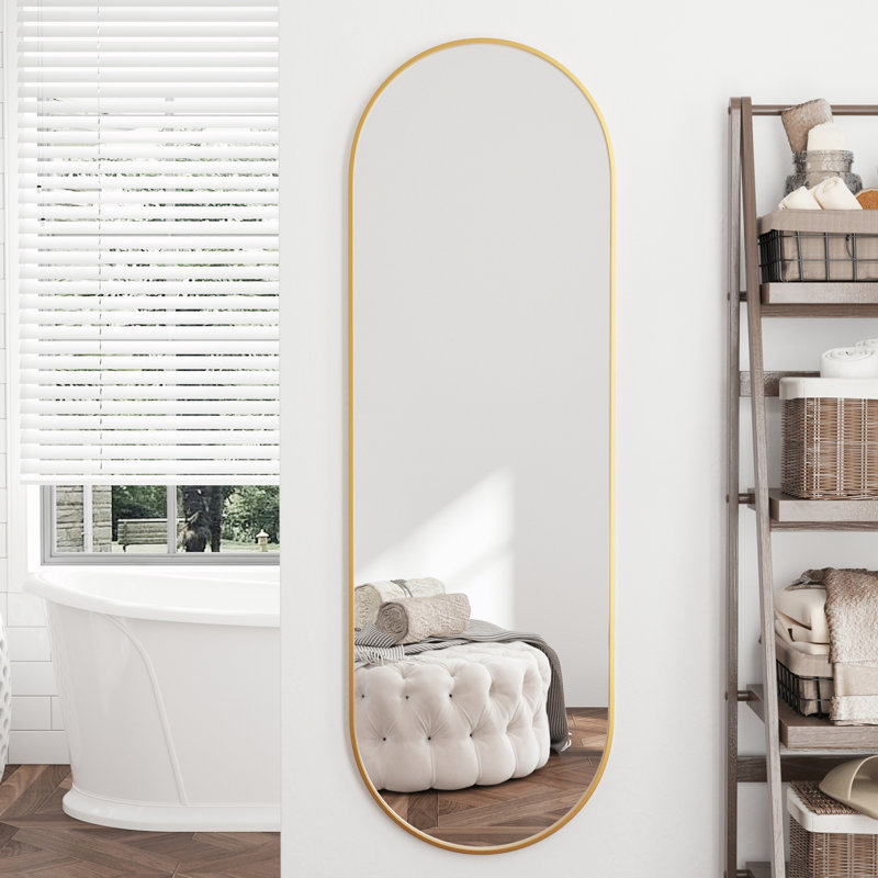 Wall-Mounted Oval Full-Length Mirror, Gold