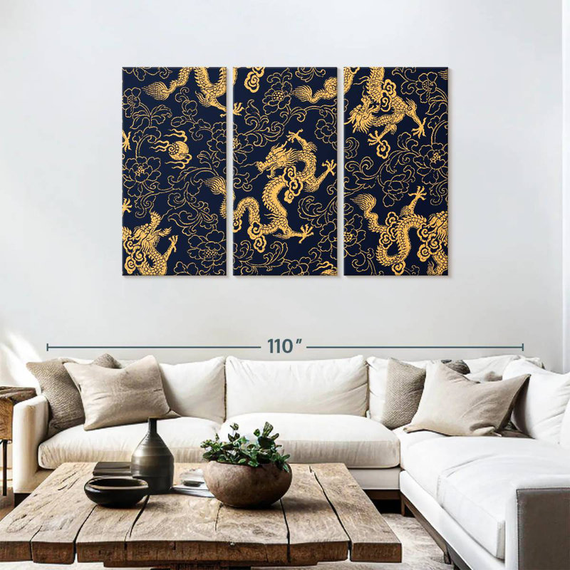 Motif oriental de dragons Kerner, H 48 po x l 74 po