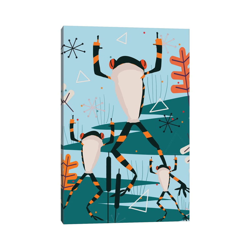 «Dancing Frog» par - Toile tendue, H 12 po x l 8 po x P 0,75 po