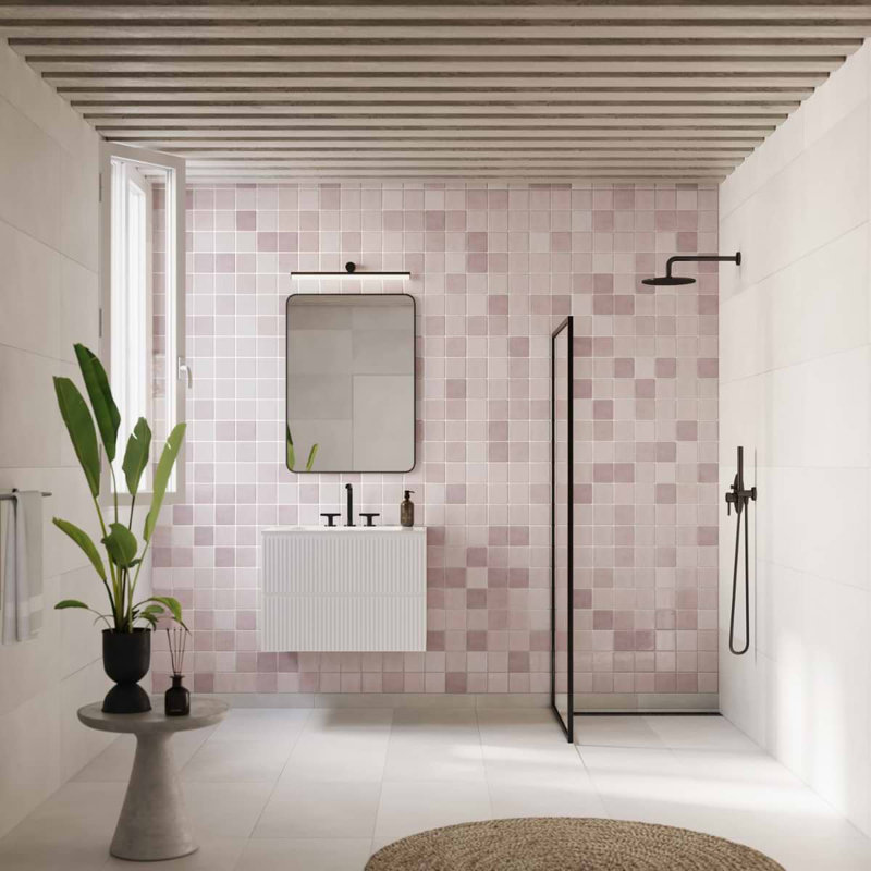Portmore 4x4 Glazed Ceramic Tile, Pink