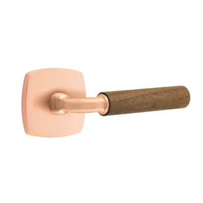 Ensemble de leviers de passage Emtek Select avec rosette urbaine moderne et tige R-Bar, poignée en noyer foncé (CF)