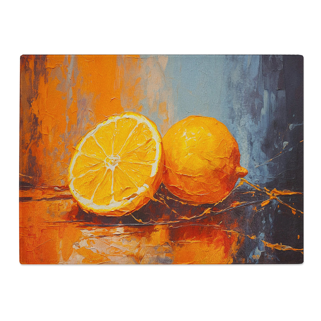 Orange Fruit Contemporary  Glass Chopping Board