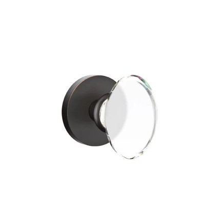 Ensemble de mortaise intérieure Emtek avec rosette à disque et poignée en verre Hampton (droite)