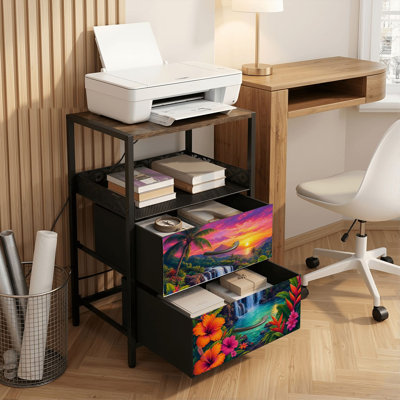 Table de chevet 2 tiroirs avec station de charge, table de chevet avec ports USB et amp; Table de chevet noire Outlet