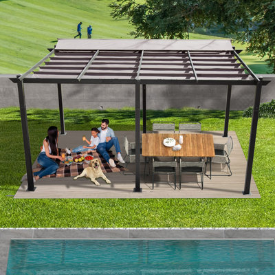 Outdoor Living Outdoor Retractable Pergola With Weather-Resistant Canopy Aluminum Garden Pergola Patio Grill Gazebo For Courtyard