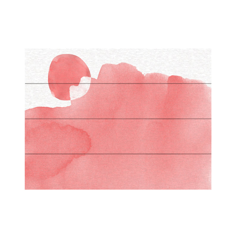 Amini54  Minimal Pink Abstract 05 Mountain Wood Slat Art, H 18 po x l 22 po