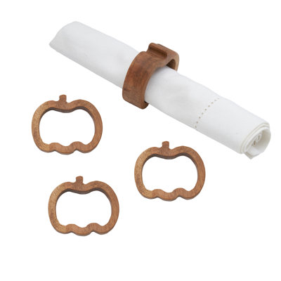 Pumpkin Wood Napkin Rings Set of 4