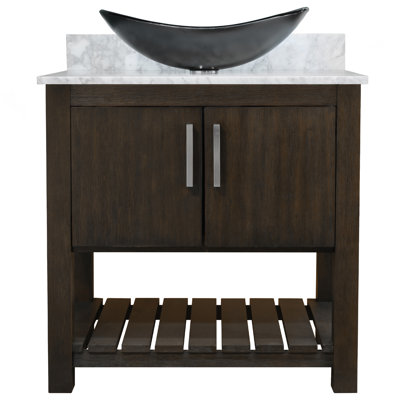 Meuble-lavabo de 30 pouces avec comptoir en marbre de Carrare et lavabo, quincaillerie