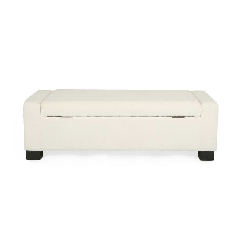 Banc repose-pieds de 50 po en tissu texturé rectangulaire avec couvercle à charnières pour le siège, le repose-pieds et le rangement caché, parfait pour le salon, la chambre à coucher ou le vestibule