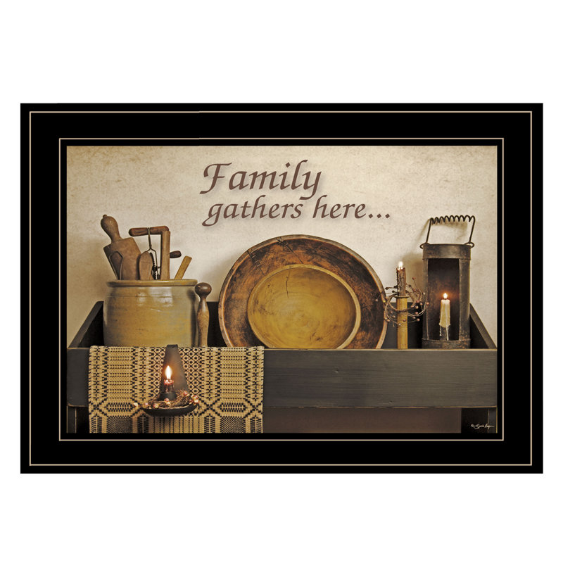«Family Gather Here», art mural encadré pour le salon et la maison par Susie Boyer, H 15 po x l 19 po x P 1 po