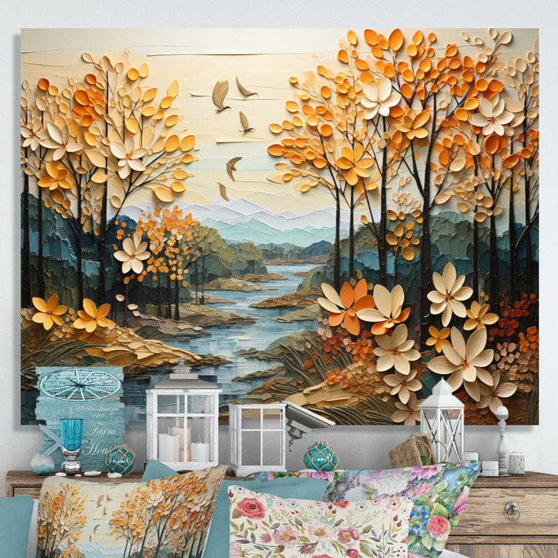 " Forest Enchanted Canopy Patchwork I ", H 34 po x l 44 po x P 1,5 po, Toile tendue
