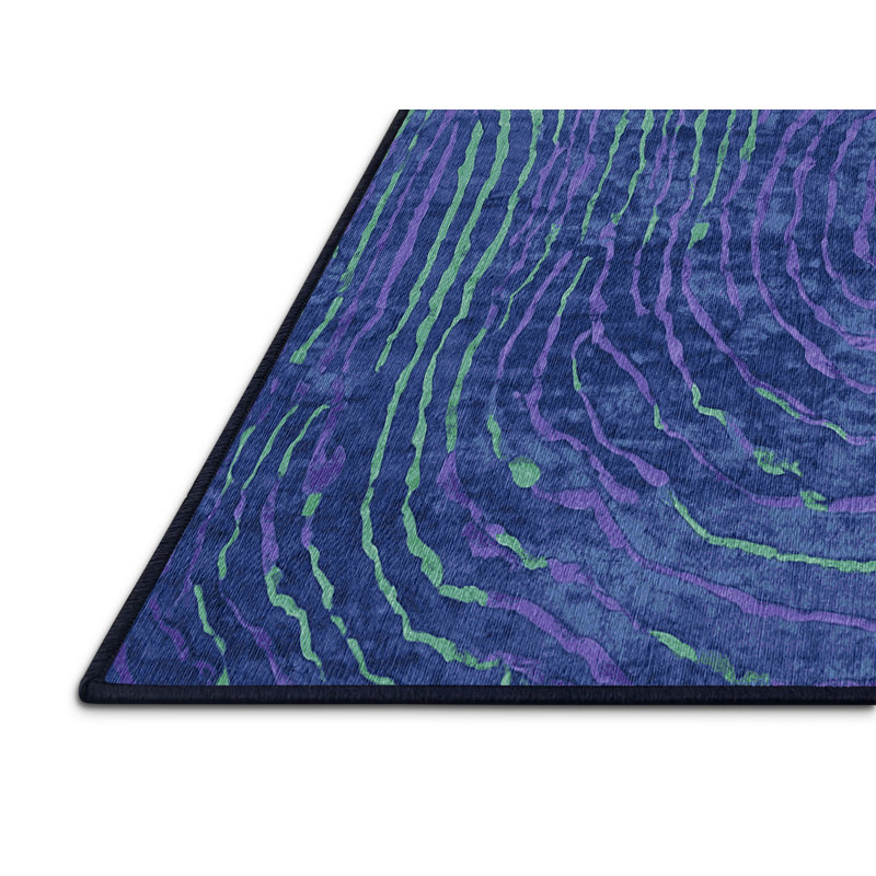Machine Washable Blue Area Rug, Rectangle 7' x 9'