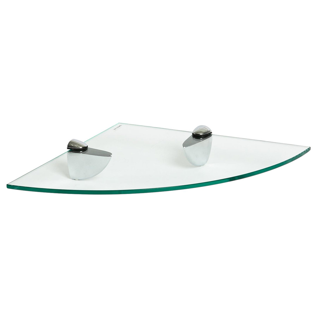 Harbour Housewares - Floating Glass Corner Shelf with Silver Brackets
