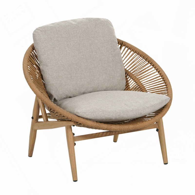 Chaise d'extérieur Papasan, Coussin beige / structure naturelle 