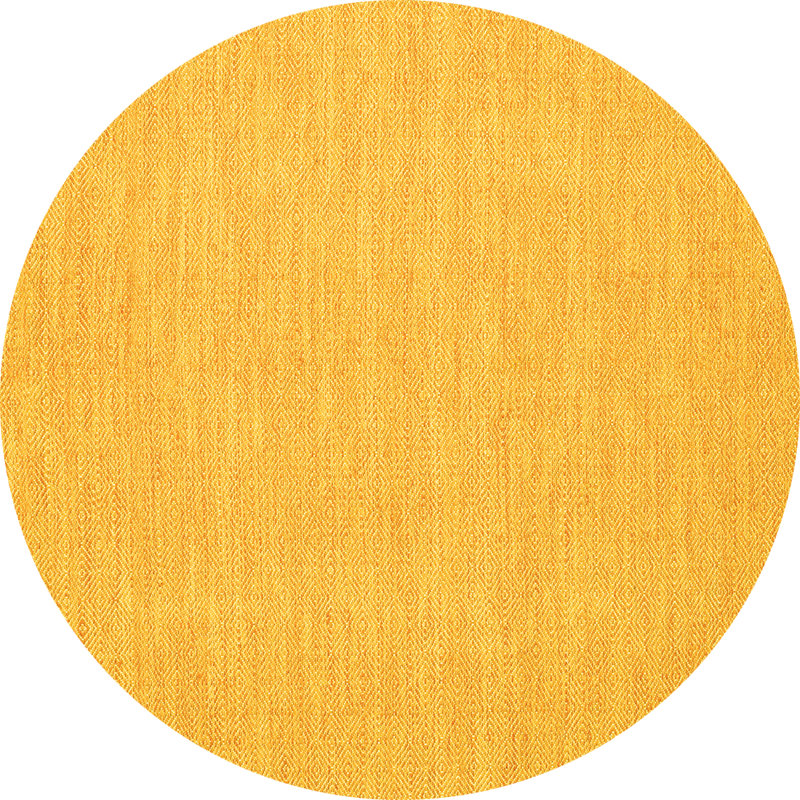 Tapis contemporain jaune 1863 lavable à la machine, Rond 3 pi
