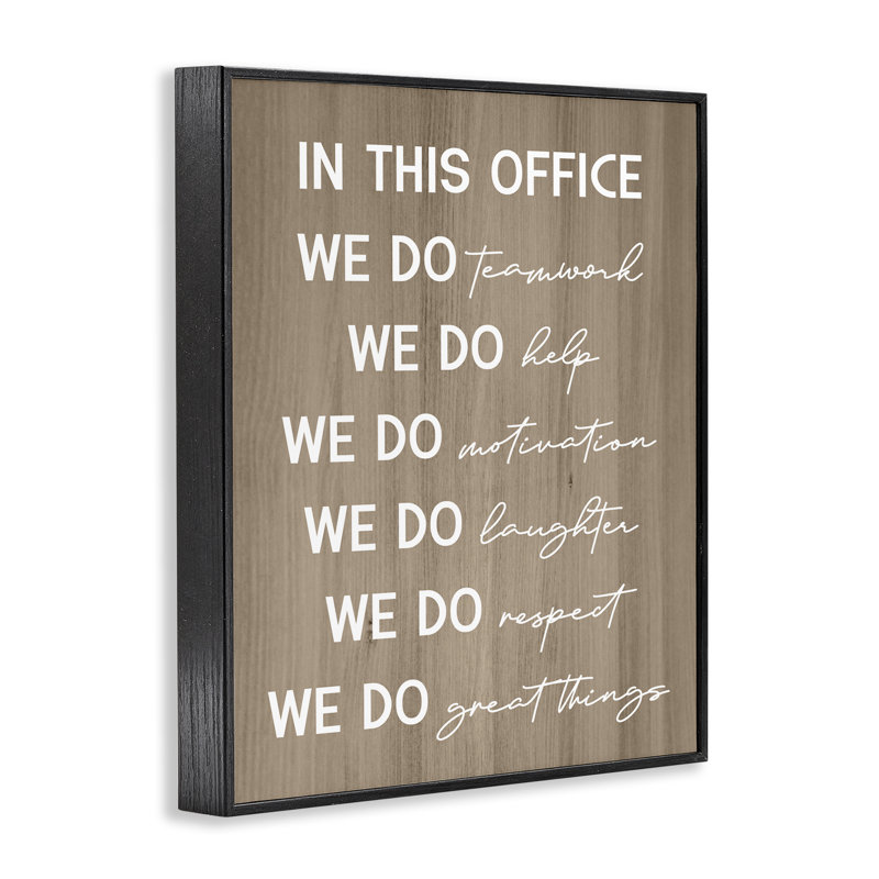  «In This Office Motivation», estampe numérique par Daphne Polselli, H 14 po x l 11 po, Giclée encadrée noir minuit