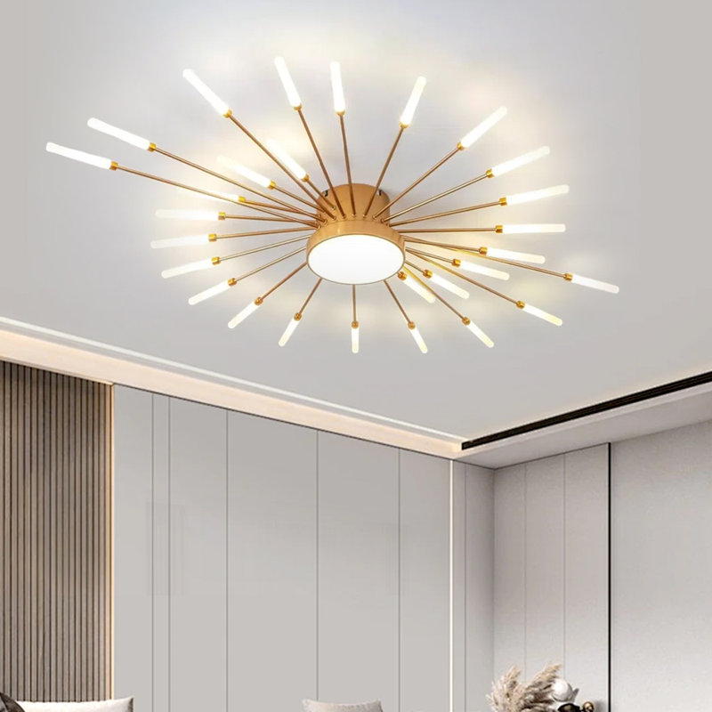 29-Light Ceiling Light,Modern LED Heads Flower Shape Ceiling Lights,Living Room Flush Mount Lighting, Gold