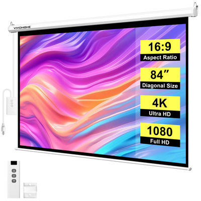 16:9 84 Inch Electric Projector Screen with Remote