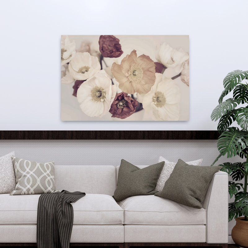 «Open Blooms», art mural abstrait contemporain, H 32 po x l 48 po