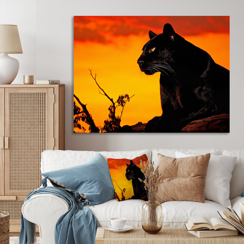 «Black Panther Silent Shadows Silhouette» sur toile, H 12 po x l 20 po x P 1 po, Toile tendue