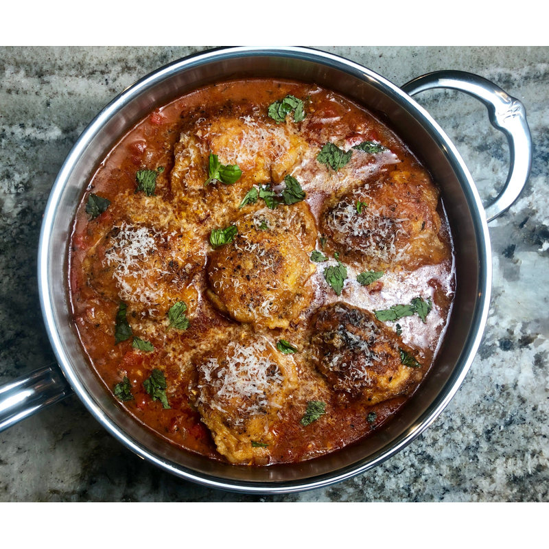 5-Quart Stainless Steel Covered Saute Pan with Helper Handle