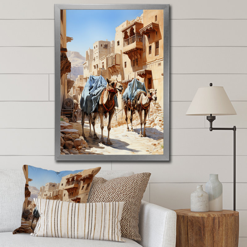Tashanika Asian Art Silk Road I - reproduction d'art, H 32 po x l 16 po x P 1 po, Impression argent sur toile encadrée