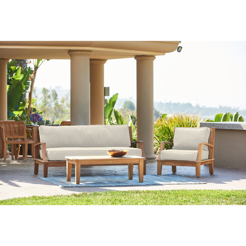Grande Patio Chair with Sunbrella Cushions, Natural Sanded, Canvas Regatta Sunbrella® Canvas