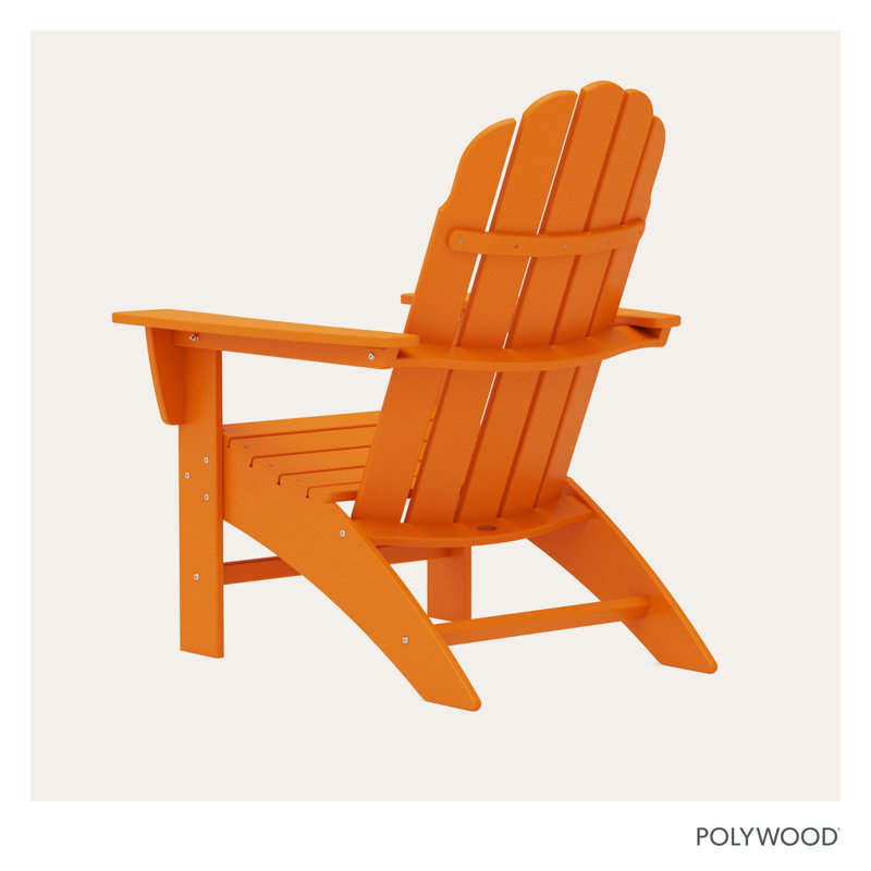 POLYWOOD Vineyard Curveback Resin Adirondack Chair, Tangerine