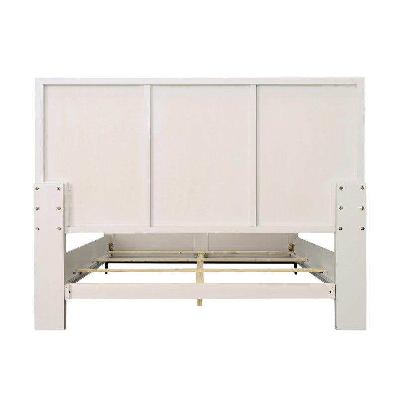 Silvia Rubber Wood Bed, Light Grey, Queen, King, Light Gray Wash
