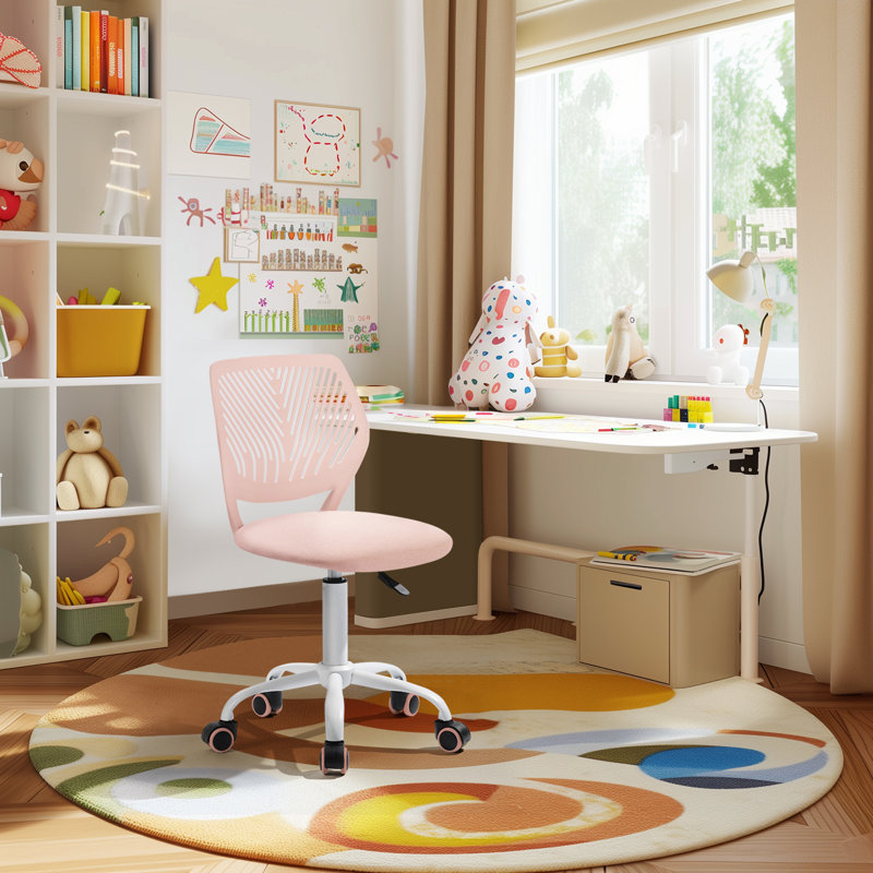 Elkland 360° Swivel Mesh Fabric Writing Office Task Chair with Height Adjustable for Teenager, Morandi Pink