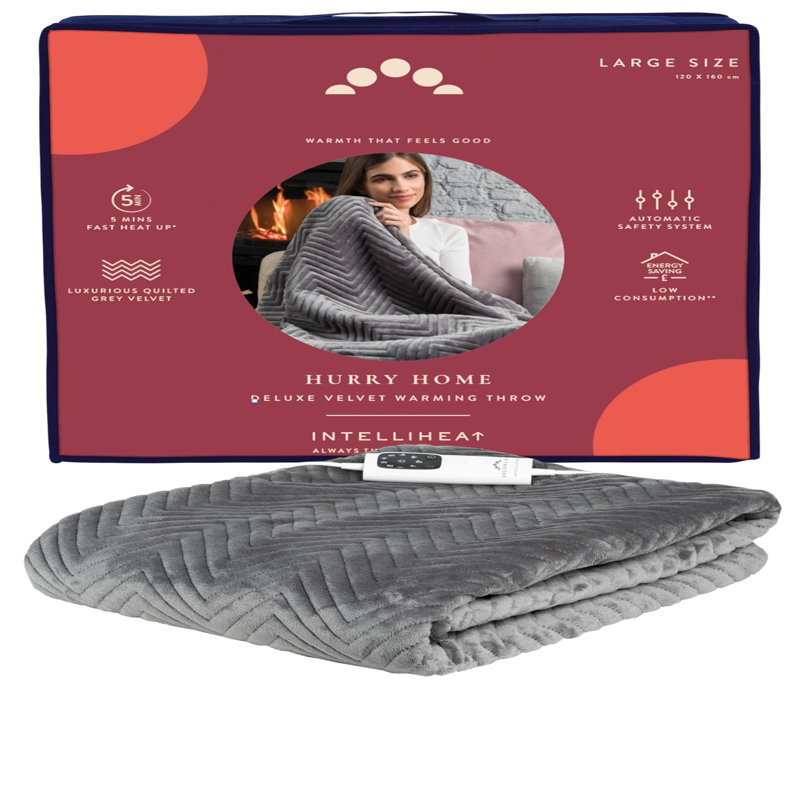 Biancca Heated Throw Blanket, Grey