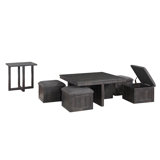 Ensemble de table en bois 2 pièces avec 4 tabourets de rangement rustiques