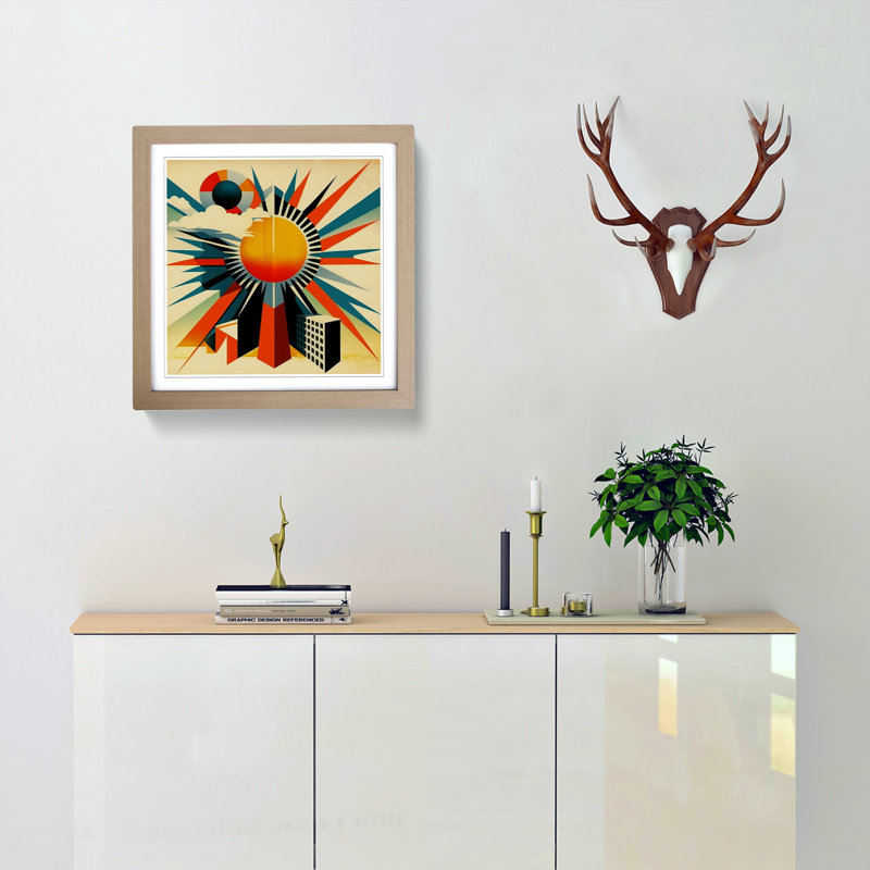Sun Constructivism No.1 - Framed Print, Oak