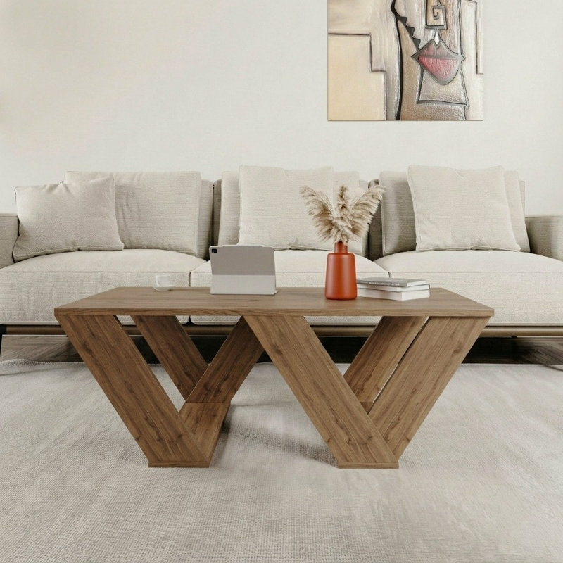 Aiysha Cross Legs Coffee Table, Dark Oak Effect