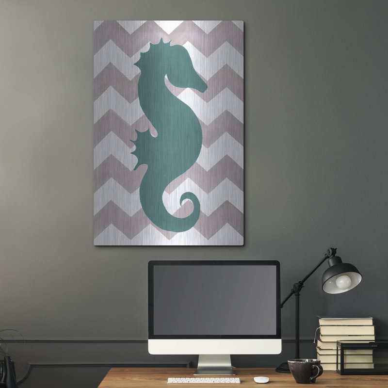 Rosecliff Heights «Seahorse» par Artpoptart, art mural en métal, H 36 po x l 24 po