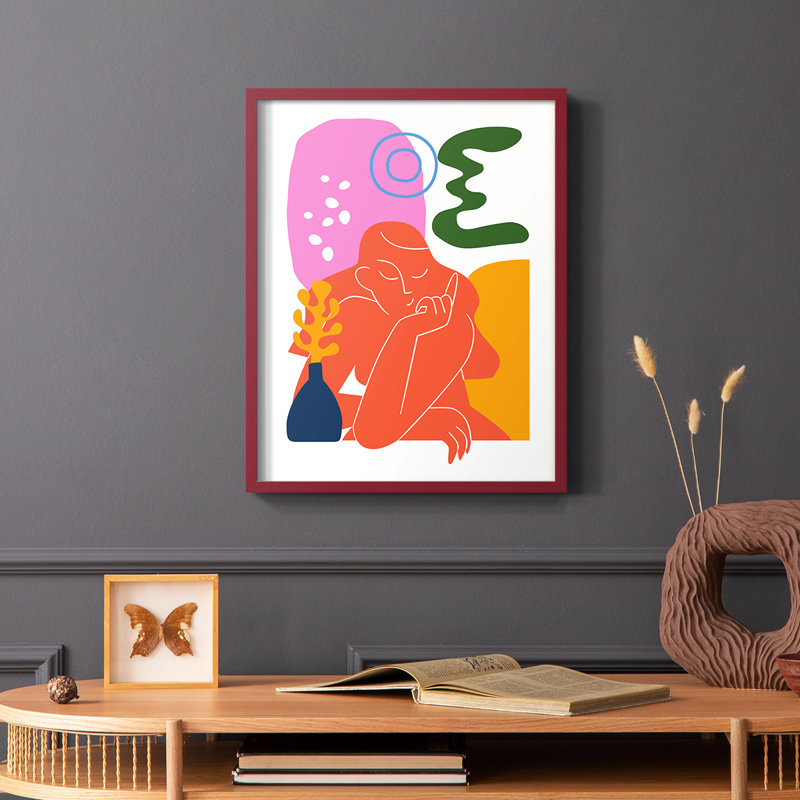 Matisse CDLV III, reproduction encadrée - bois massif, H 10 po x l 8 po, Cadre simple rouge