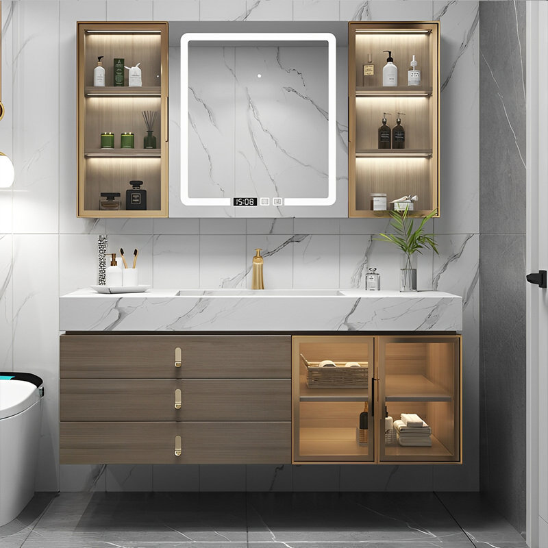 Armoire murale moderne et simple., H 19,69 po x l 47,24 po x P 21,65 po, Brun