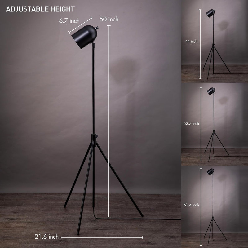 Adjustable Tripod Led Floor Lamp With Dimmable Light, Swivel Head, And Telescoping Base For Reading And Task Lighting