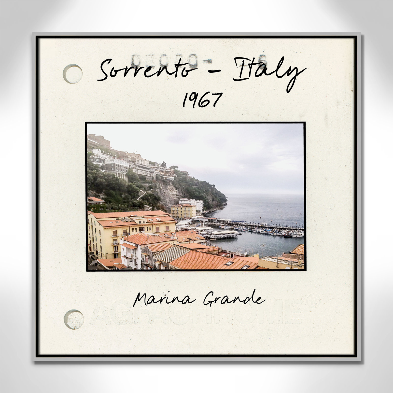 Travel Slide Collection "Sorrento, Italy" Print, 31.5" H x 31.5" W x 2" D, Silver Floater Framed Canvas