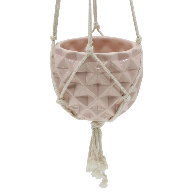 Odyssey Handmade Ceramic Hanging Planter, Pink