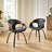 Bocea 17.32'' H Swivel Faux Leather Upholstery Dining Armchairs (Set of 2)-113608651-113608650