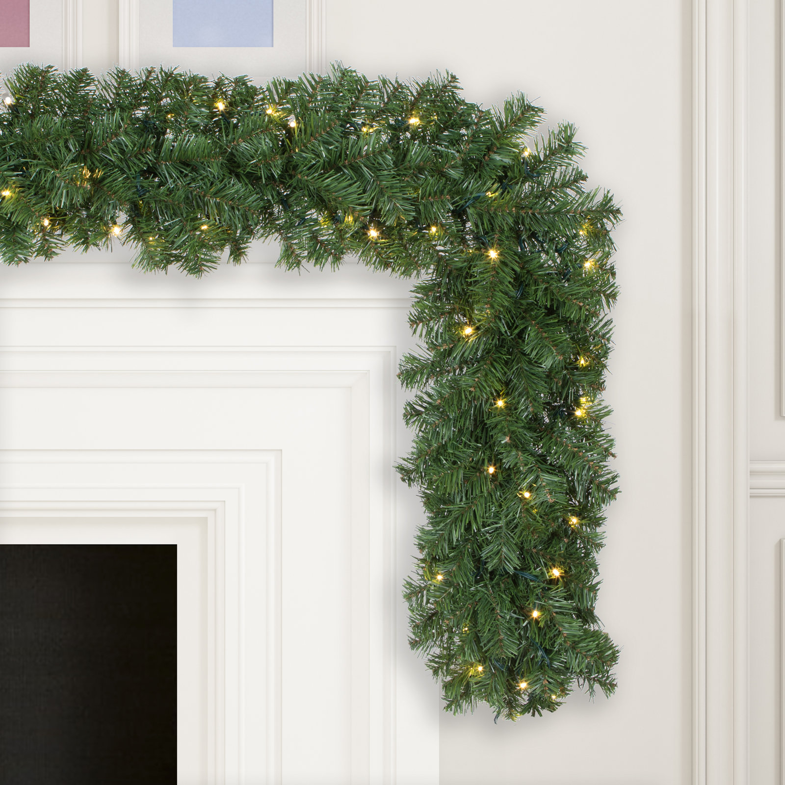 108" Pre-Lit Green Christmas Garland, Warm White