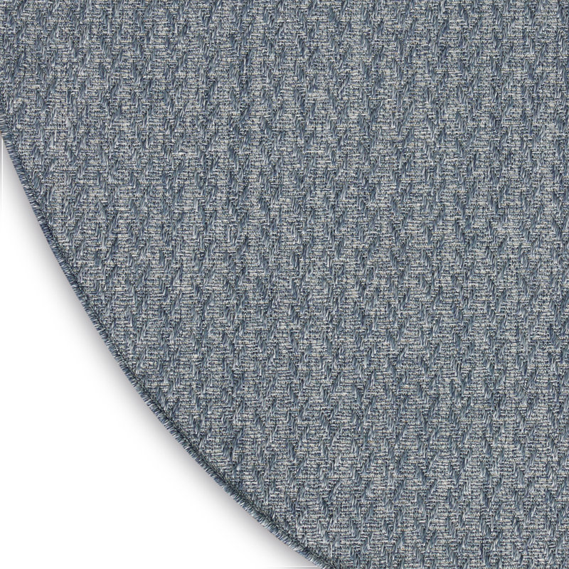  Tulum 8' x Round Denim Outdoor Rug, Round 8', Denim