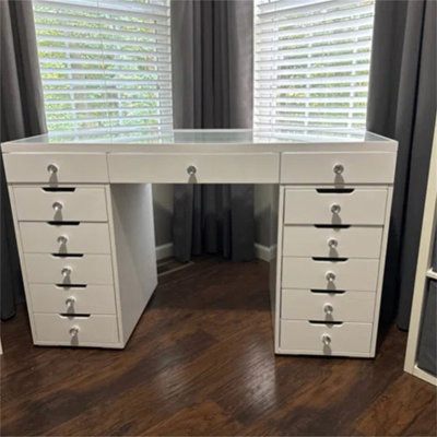 High Gloss White 13-Drawers Makeup Vanities