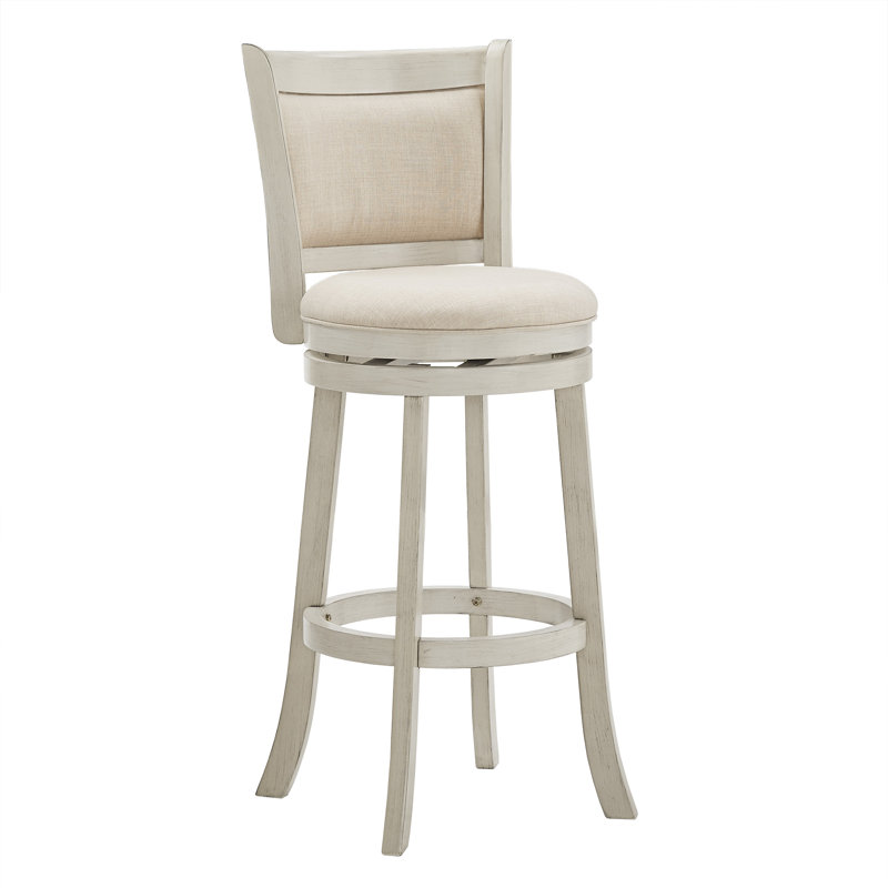 Tabouret pivotant Leda, Tabouret de bar (siège d'une hauteur de 29,94 po), Blanc antique, Beige