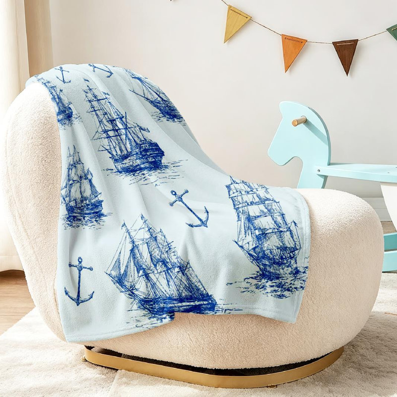 Jeté en flanelle bleu marine marine, Throw 30" x 40"